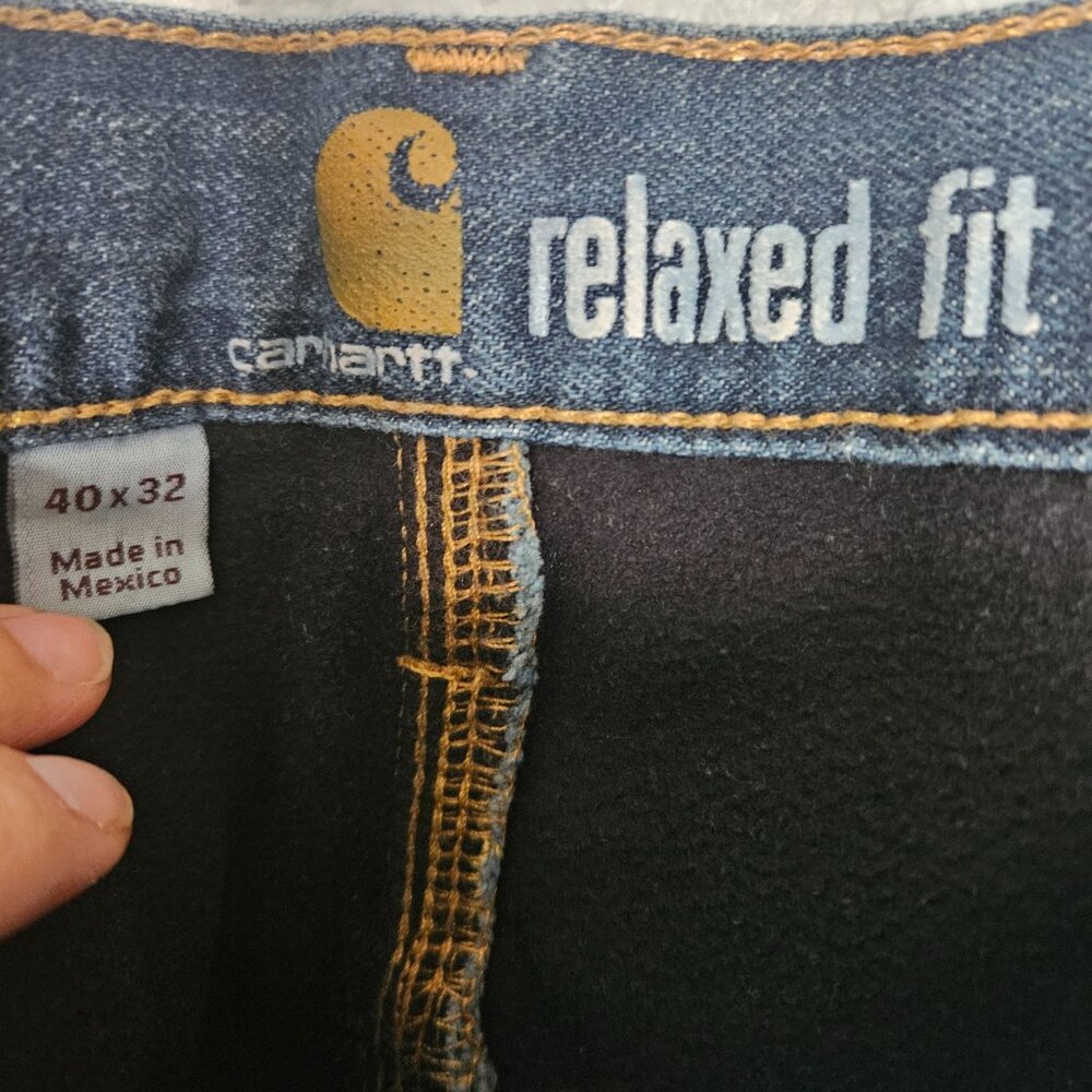 Carhartt Mens Fleece Lined Blue Jeans SZ 40×32 Pants Relaxed Fit Insulated denim - Picture 4 of 11